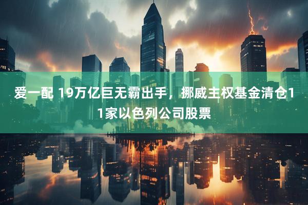 爱一配 19万亿巨无霸出手，挪威主权基金清仓11家以色列公司股票